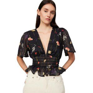Lisa Says Gah Floral Black Blouse